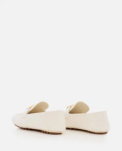 Shop Fendi Leather Loafer In White