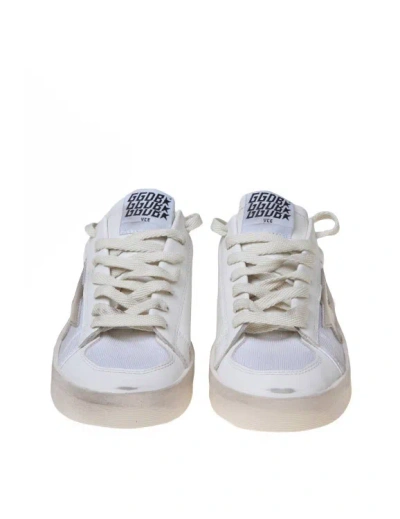 Shop Golden Goose Stardan Sneakers In White And Gold Leather And Fabric