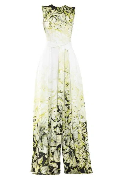 Shop Saiid Kobeisy Crepe Printed Jumpsuit In Green