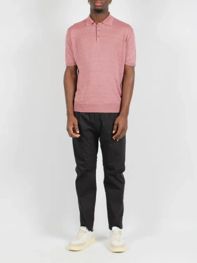 Shop Moreno Martinelli Linen Knit Polo Shirt In Pink