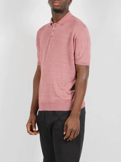 Shop Moreno Martinelli Linen Knit Polo Shirt In Pink