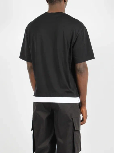 Shop Neil Barrett Slim Dropped Shoulder Bicolor T-shirt In Black