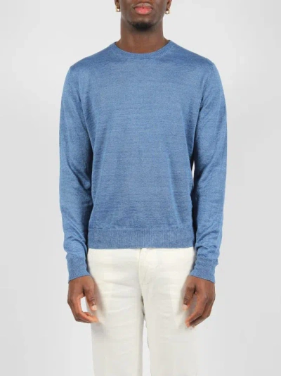 Shop Moreno Martinelli Linen Crewneck Sweater In Blue