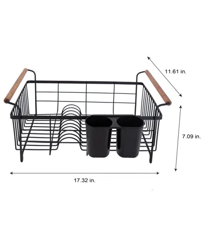Shop Kitchen Details Acacia Wood Drying Rack With Draining Tray In Black
