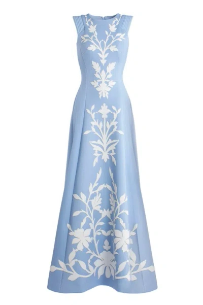 Shop Saiid Kobeisy Neoprene Dress With Matching Embroidery In Blue
