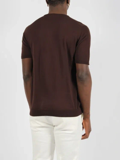 Shop Roberto Collina Cotton Knit Short Sleeve Sweater In Brown