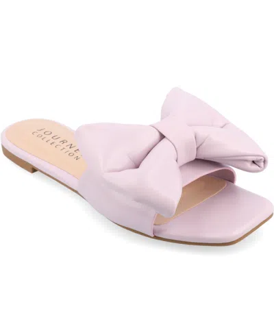 Journee Collection Tru Comfort Foam Fayre Bow Flat In Lavender Faux Leather- Polyurethane