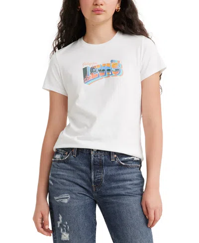 Shop Levi's Trendy Plus Size Perfect Postcard Logo T-shirt In Orange Sunset