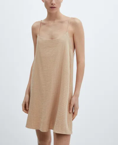 Shop Mango Women's Cotton Gauze Nightdress In Medium Brown