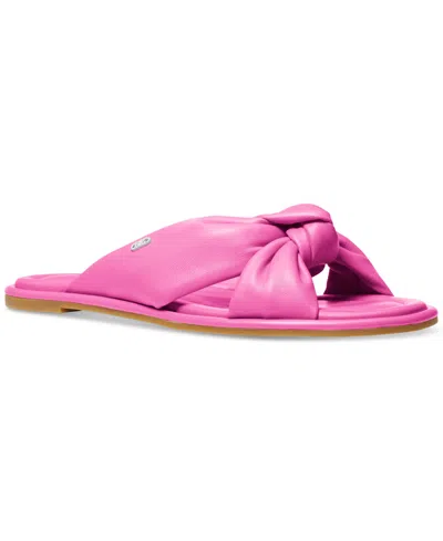 Shop Michael Kors Michael  Mmk Elena Knotted Slide Sandals In Cerise