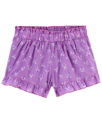 Shop Carter's Toddler Girls Floral Poplin Shorts In Purple