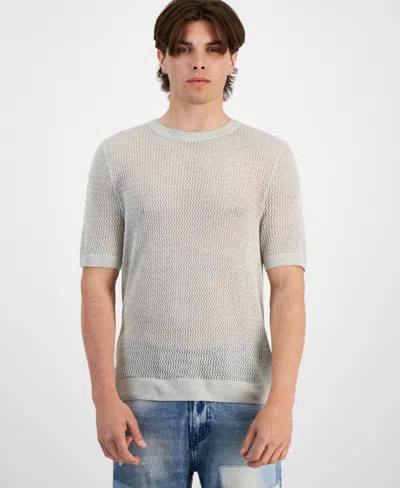 Shop Guess Men's Otto Noah Textured-knit Short-sleeve Sweater In Pure Linen Heather