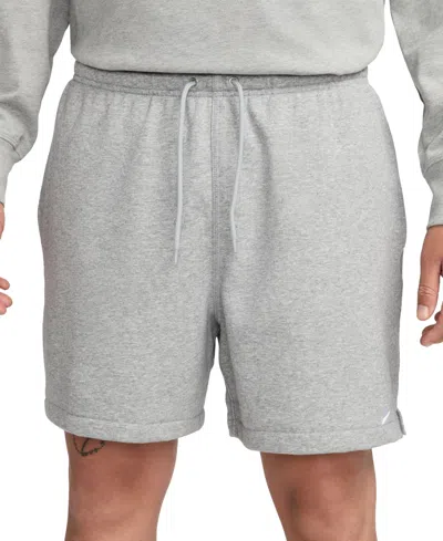 Nike Men's Club French Terry Flow Shorts In Dk Grey Heather,lt Smoke Grey,white