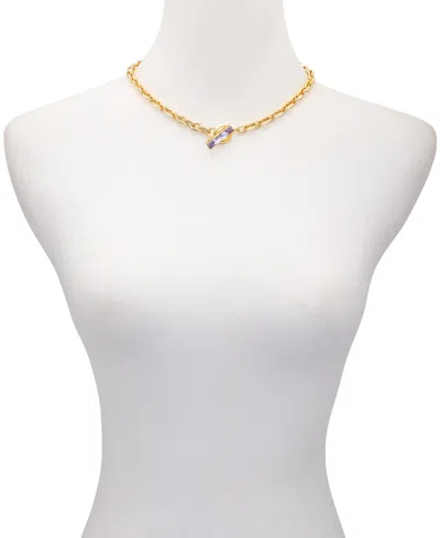 Shop Vince Camuto Gold-tone Glass Stone Toggle Necklace, 18"