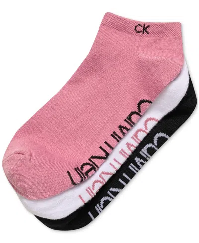 Shop Calvin Klein Women's 3-pk. Supersoft No Show Logo Socks In Pink Assorted