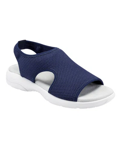 Easy Spirit Truth 2 Womens Knit Slingback Flat Sandals In Dark Blue