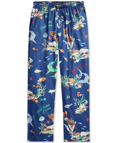 Shop Polo Ralph Lauren Men's Printed Woven Pajama Pants In Regatta Leagues Below Print