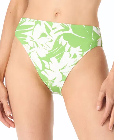 Shop Michael Kors Michael  Women's Printed Full Coverage Bikini Bottoms In Green Apple