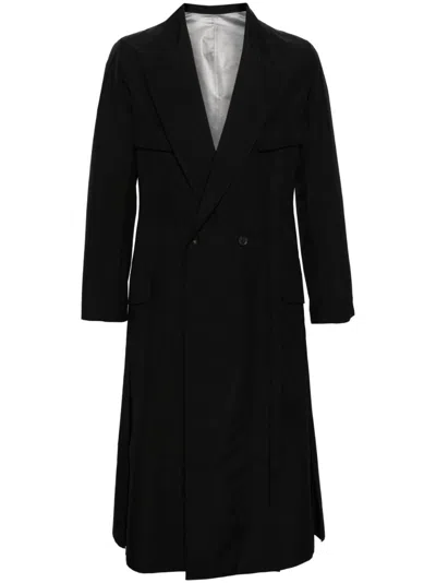 Shop Y-3 X Yohji Yamamoto Black Double-breasted Coat
