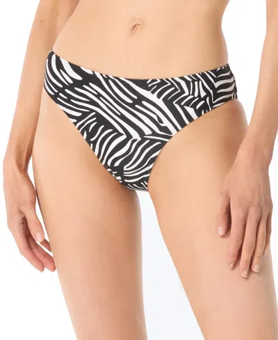 Shop Michael Kors Michael  Women's Animal Print Full Coverage Bikini Bottoms In Black