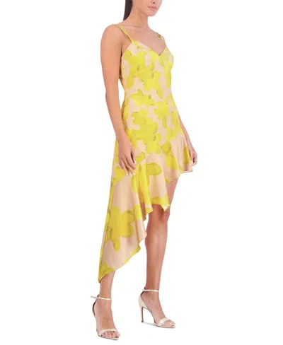 Shop Bcbg New York Women's Asymmetrical Strapless Mini Dress In Yellow Combo