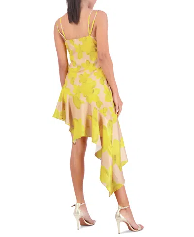 Shop Bcbg New York Women's Asymmetrical Strapless Mini Dress In Yellow Combo