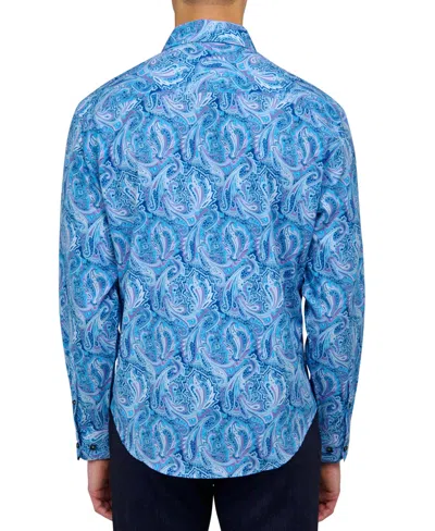 Shop Society Of Threads Men's Performance Stretch Paisley Shirt In Navy