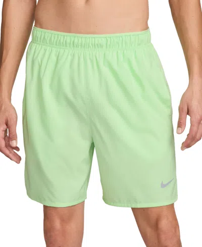 Shop Nike Men's Challenger Dri-fit Brief-lined 7" Running Shorts In Vapor Green,vapor Green,reflective Silv