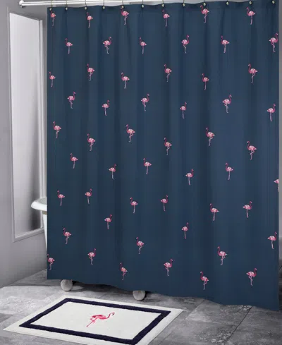 Shop Izod Flamingo Shower Curtain, 72" X 72" In Navy