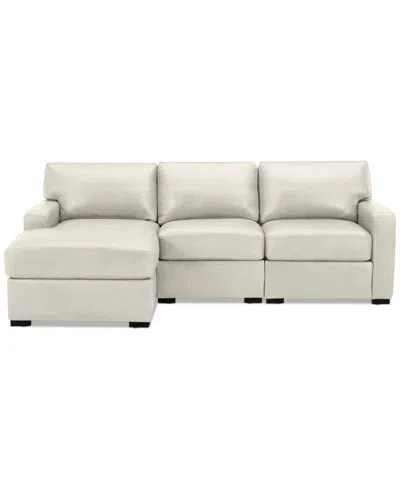 Shop Macy's Radley 3-pc. Leather Modular Chaise Sectional, Created For  In Coconut Milk