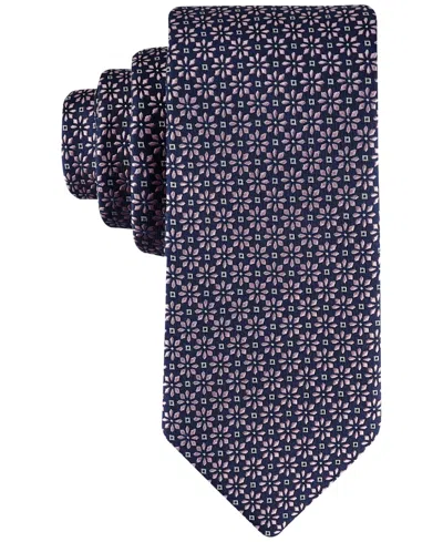 Shop Tommy Hilfiger Men's Classic Daisy Medallion Neat Tie In Navy,pink