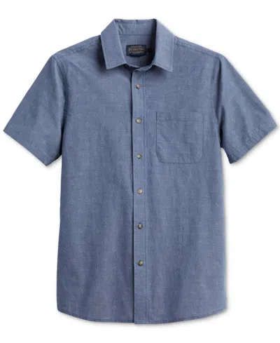 Shop Pendleton Men's Colfax Chambray Short Sleeve Button-front Shirt In Dark Indigo