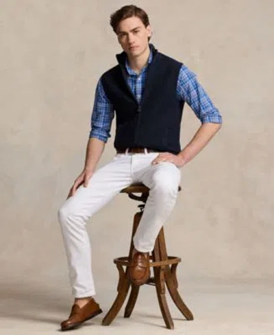 Shop Polo Ralph Lauren Mens Sweater Vest Plaid Shirt Belt Straight Jeans Penny Loafers In Blue Multi
