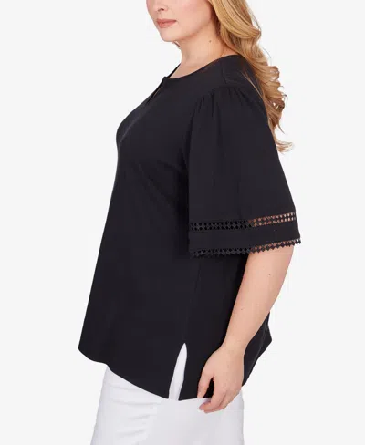Shop Ruby Rd. Plus Size Interlock Knit Top In Black