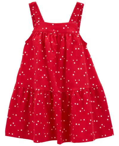 Shop Carter's Toddler Girls Star Print Midi Dress In Red