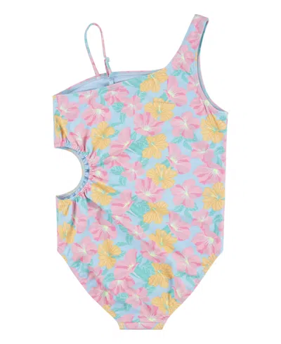 Shop Hurley Big Girls Cut Out One Piece Swimsuit In Blue Ice