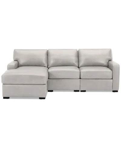 Shop Macy's Radley 3-pc. Leather Modular Chaise Sectional, Created For  In Ash