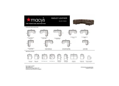 Macy's Radley 3-pc. Leather Modular Chaise Sectional, Created For  In Ash