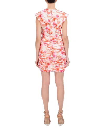 Shop Bcbg New York Women's Mesh Wrap Mini Dress In Abstract Floral