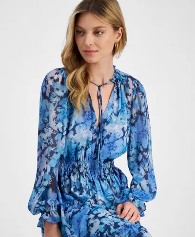 Shop Lucy Paris Women's Trina Floral-print Midi Dress In Blue Floral