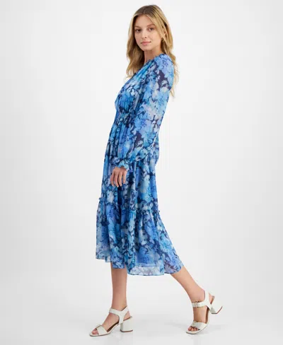 Shop Lucy Paris Women's Trina Floral-print Midi Dress In Blue Floral
