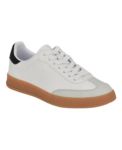 Shop Tommy Hilfiger Women's Sarhli Casual Lace Up Sneakers In White,black