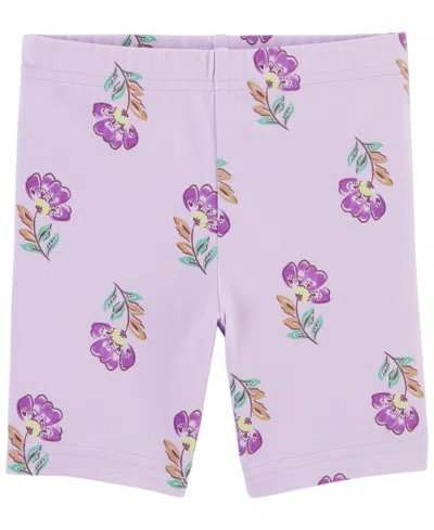 Shop Carter's Toddler Girls Floral Bike Shorts In Purple