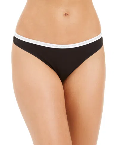 Shop Calvin Klein Ck One Cotton Singles Thong Underwear Qd3783 In Black