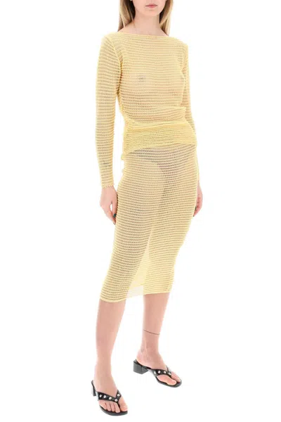 Shop Paloma Wool "knitted Midi Skirt With Perfor In Yellow