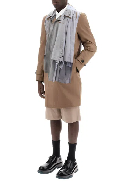 Shop Comme Des Garçons Homme Deux Single-breasted Trench Coat With Trompe In Brown
