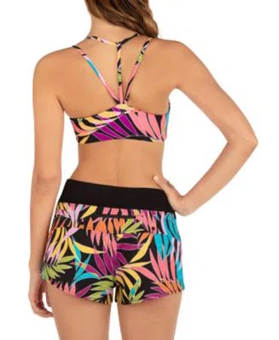 Shop Hurley Juniors Max Tropic Dance Scoop Neck Bikini Top Pull On Board Shorts In Black Multi