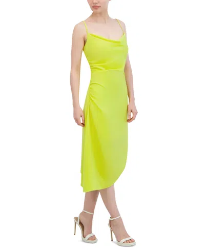 Shop Bcbg New York Women's Cowlneck Sleeveless High-low Midi Dress In Yellow