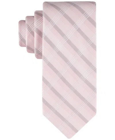 Shop Calvin Klein Men's Creme Plaid Tie In Pink