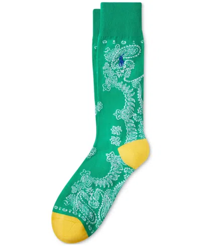 Shop Polo Ralph Lauren Men's Bandana-print Slack Socks In Green